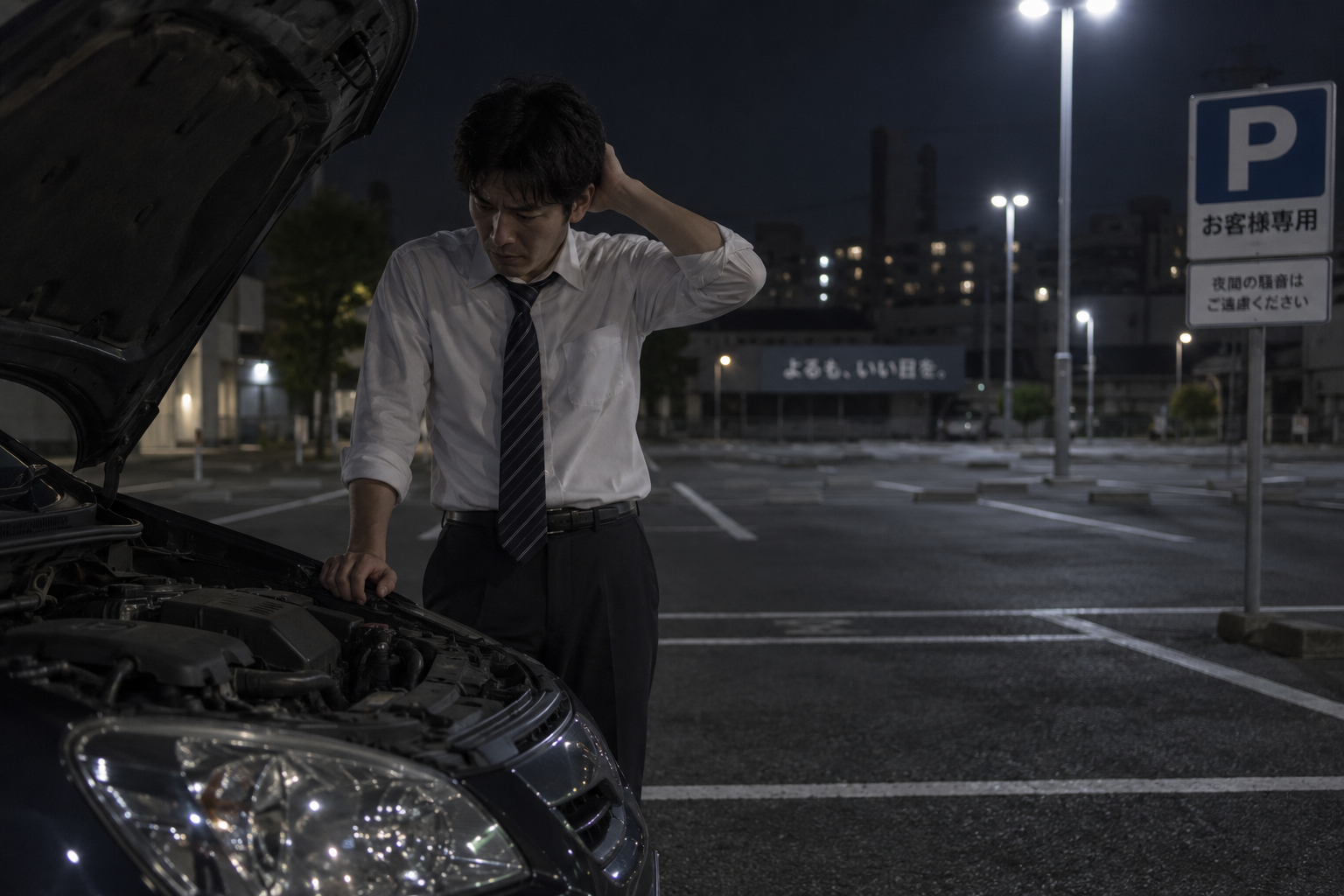 夜間エンストの対応イメージ