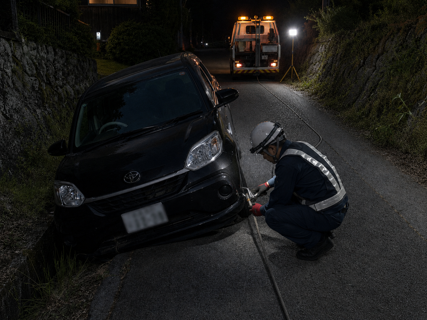 夜間脱輪の対応イメージ